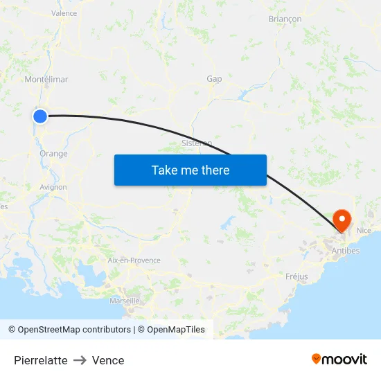 Pierrelatte to Vence map