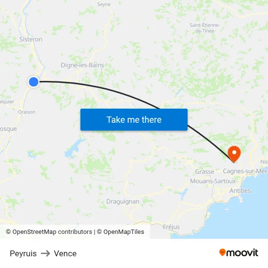 Peyruis to Vence map