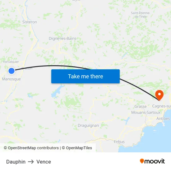 Dauphin to Vence map