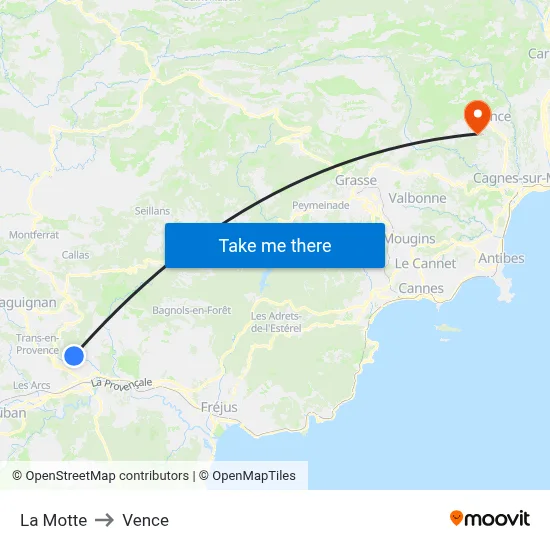 La Motte to Vence map