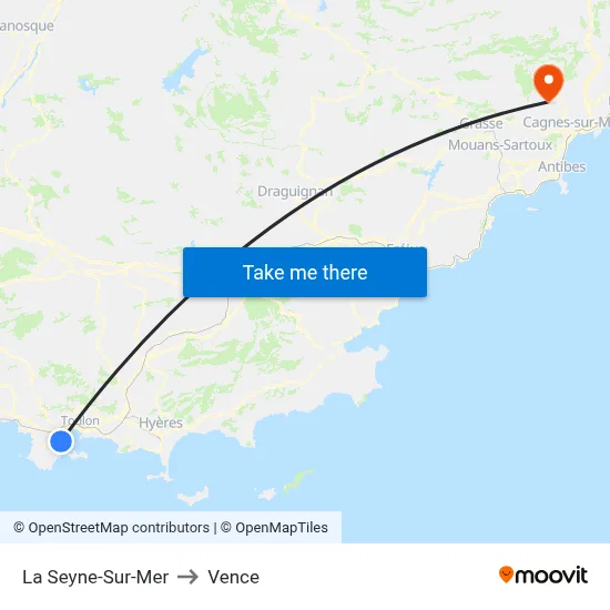 La Seyne-Sur-Mer to Vence map