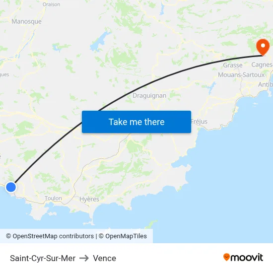 Saint-Cyr-Sur-Mer to Vence map