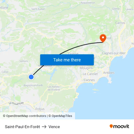 Saint-Paul-En-Forêt to Vence map