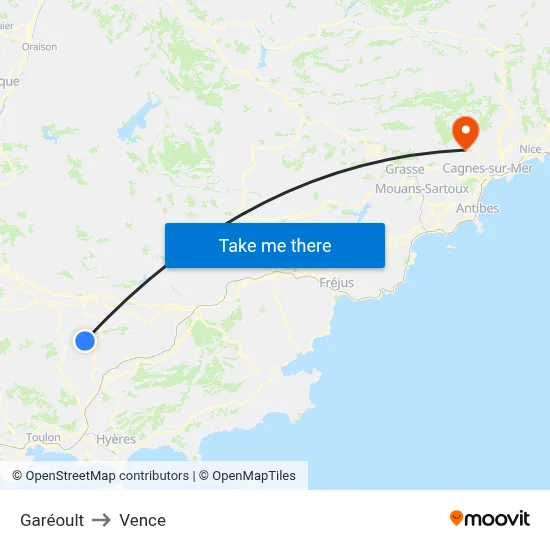 Garéoult to Vence map