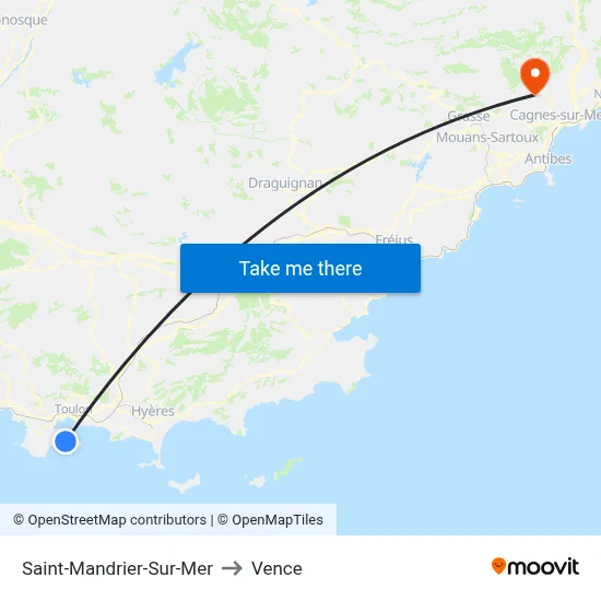 Saint-Mandrier-Sur-Mer to Vence map