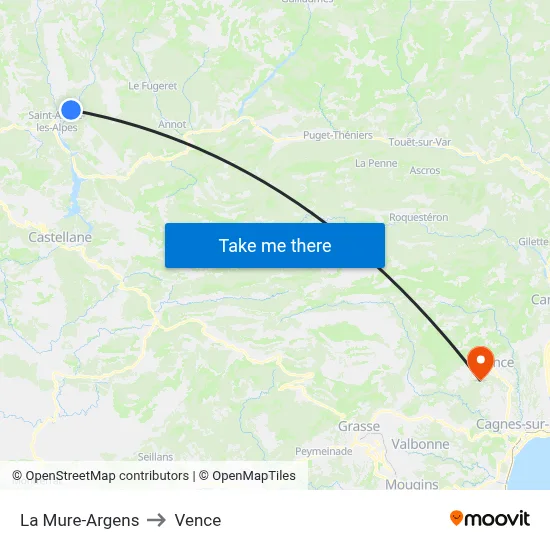La Mure-Argens to Vence map
