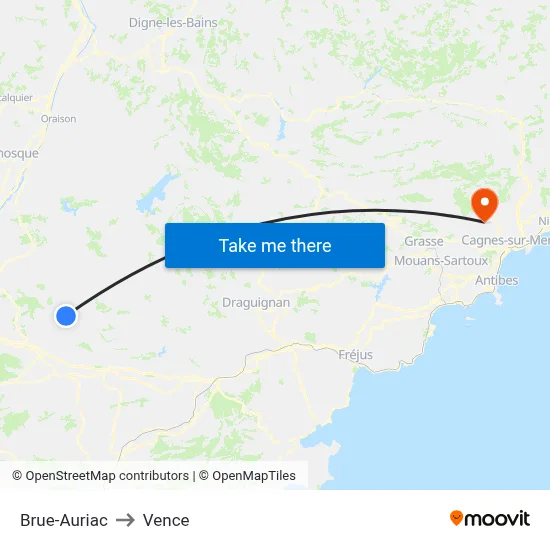 Brue-Auriac to Vence map