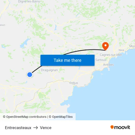 Entrecasteaux to Vence map