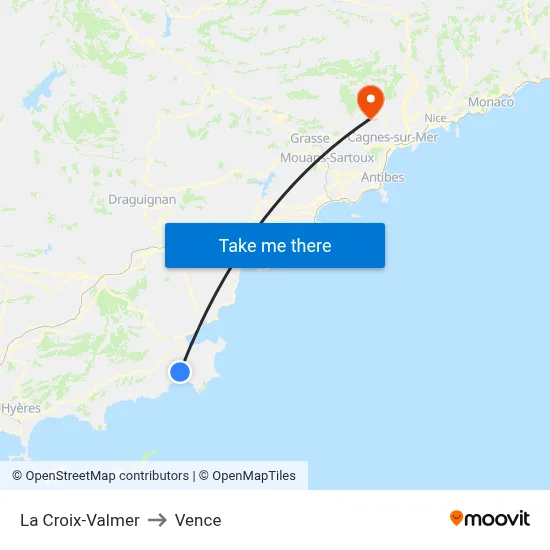 La Croix-Valmer to Vence map