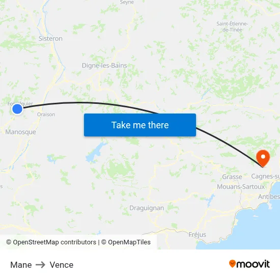 Mane to Vence map