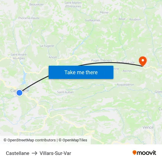 Castellane to Villars-Sur-Var map