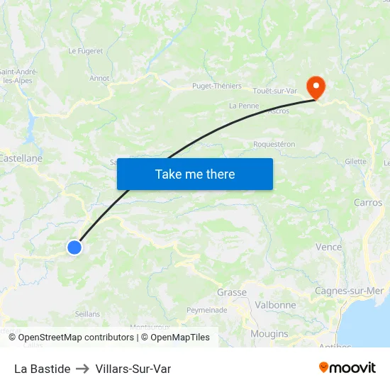 La Bastide to Villars-Sur-Var map