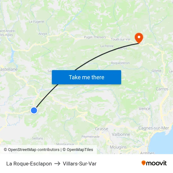 La Roque-Esclapon to Villars-Sur-Var map