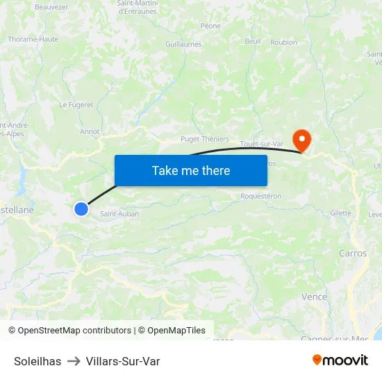 Soleilhas to Villars-Sur-Var map