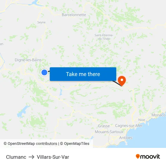 Clumanc to Villars-Sur-Var map