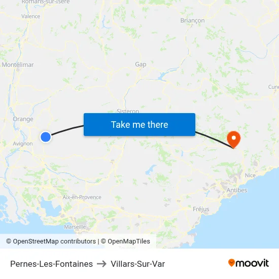 Pernes-Les-Fontaines to Villars-Sur-Var map