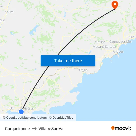 Carqueiranne to Villars-Sur-Var map