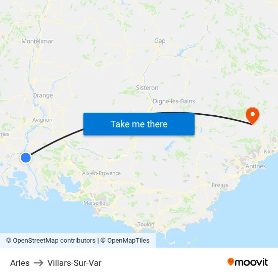 Arles to Villars-Sur-Var map