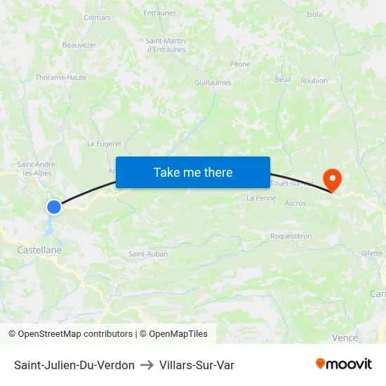 Saint-Julien-Du-Verdon to Villars-Sur-Var map