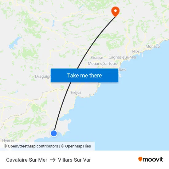 Cavalaire-Sur-Mer to Villars-Sur-Var map