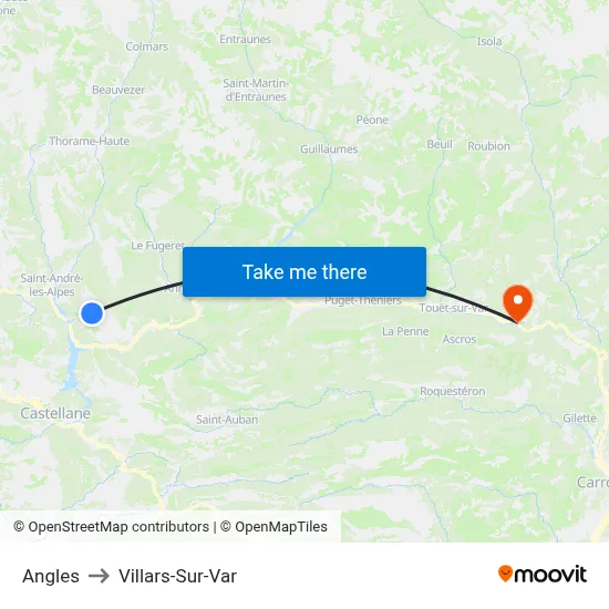 Angles to Villars-Sur-Var map