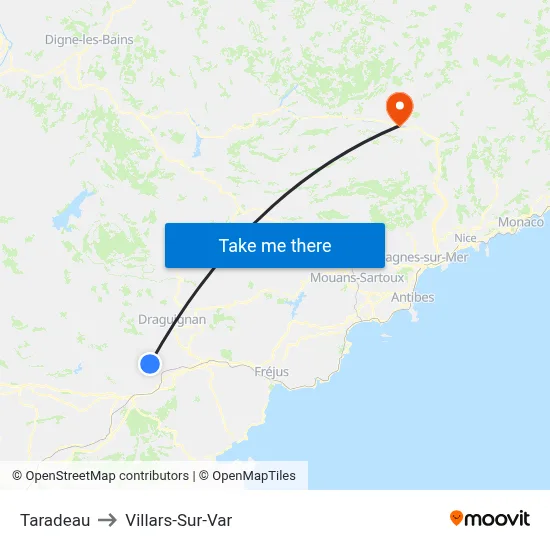 Taradeau to Villars-Sur-Var map