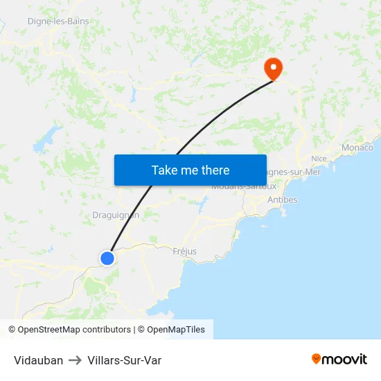 Vidauban to Villars-Sur-Var map