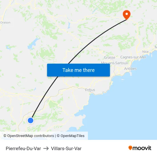 Pierrefeu-Du-Var to Villars-Sur-Var map