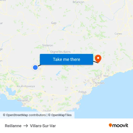 Reillanne to Villars-Sur-Var map
