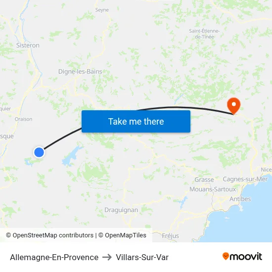 Allemagne-En-Provence to Villars-Sur-Var map