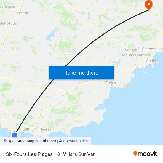 Six-Fours-Les-Plages to Villars-Sur-Var map
