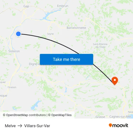 Melve to Villars-Sur-Var map