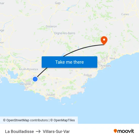 La Bouilladisse to Villars-Sur-Var map