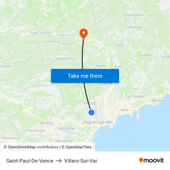Saint-Paul-De-Vence to Villars-Sur-Var map