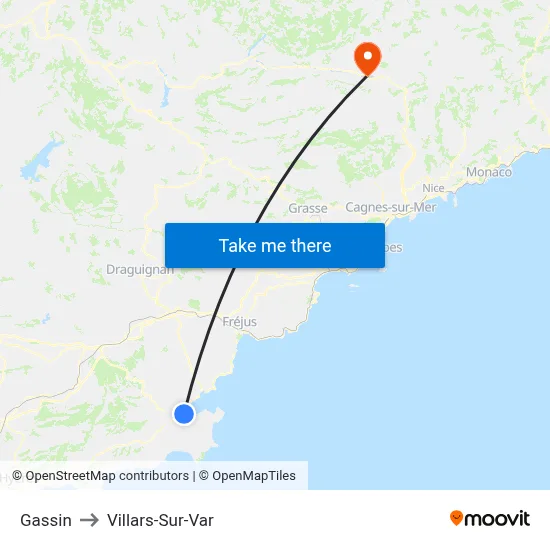 Gassin to Villars-Sur-Var map