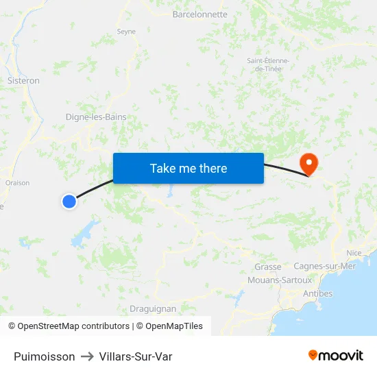 Puimoisson to Villars-Sur-Var map