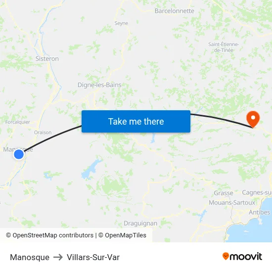 Manosque to Villars-Sur-Var map