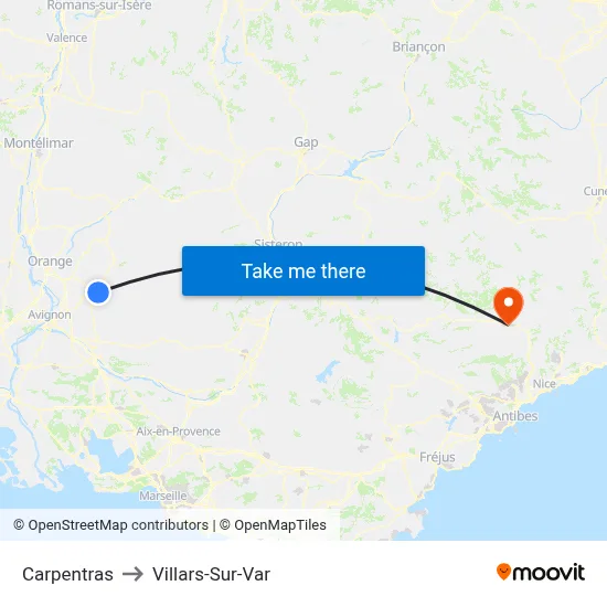 Carpentras to Villars-Sur-Var map