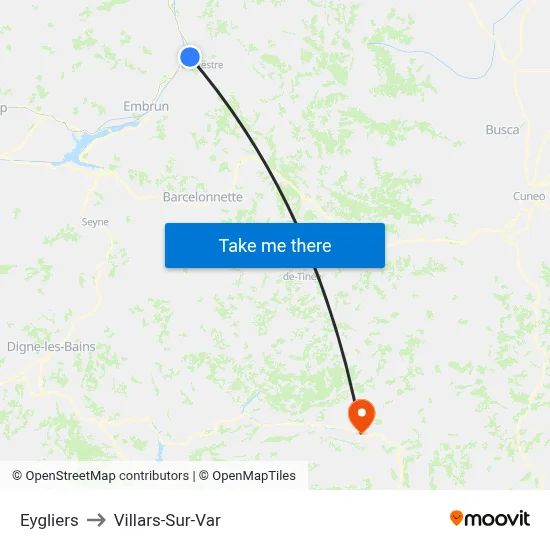 Eygliers to Villars-Sur-Var map