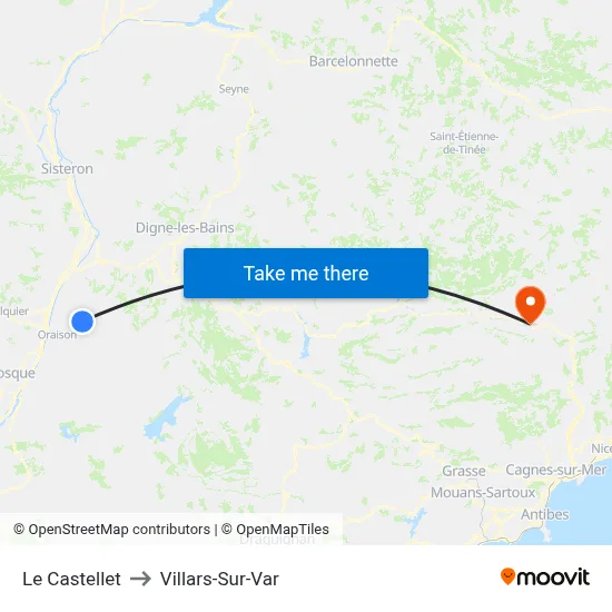 Le Castellet to Villars-Sur-Var map