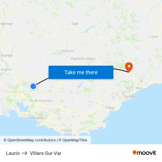 Lauris to Villars-Sur-Var map