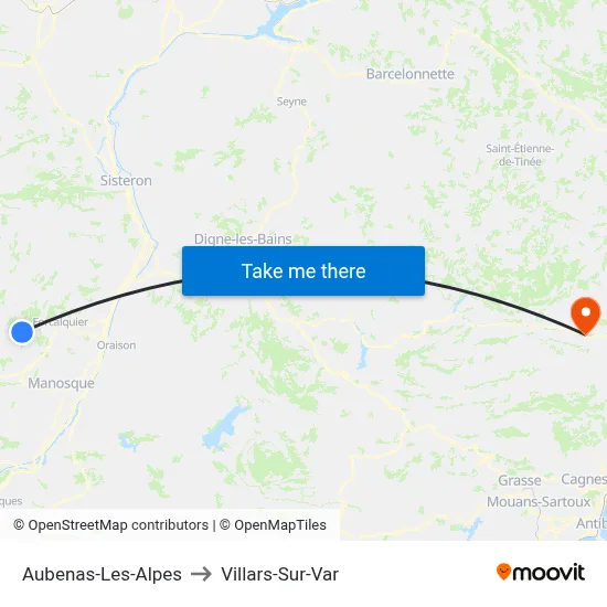Aubenas-Les-Alpes to Villars-Sur-Var map