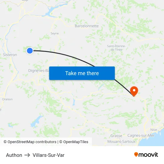 Authon to Villars-Sur-Var map