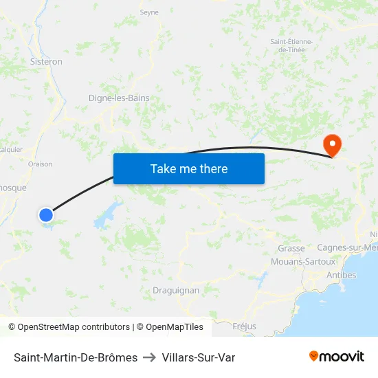 Saint-Martin-De-Brômes to Villars-Sur-Var map
