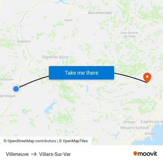 Villeneuve to Villars-Sur-Var map
