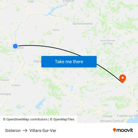 Sisteron to Villars-Sur-Var map