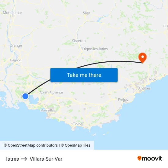 Istres to Villars-Sur-Var map