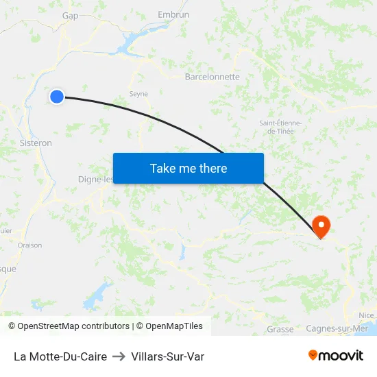 La Motte-Du-Caire to Villars-Sur-Var map