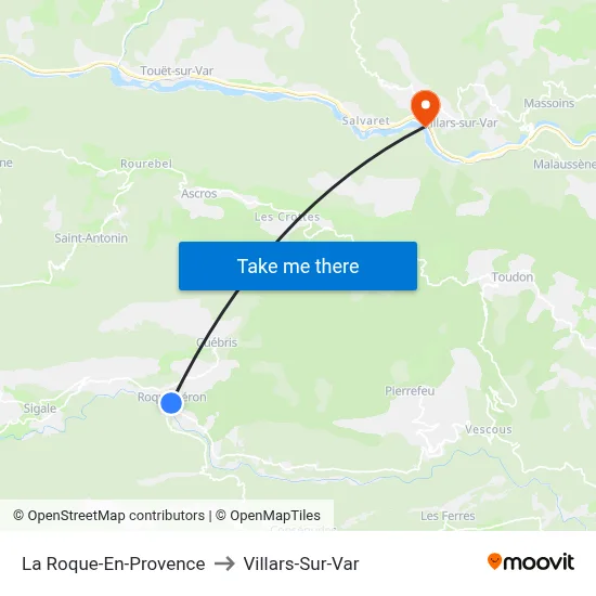 La Roque-En-Provence to Villars-Sur-Var map