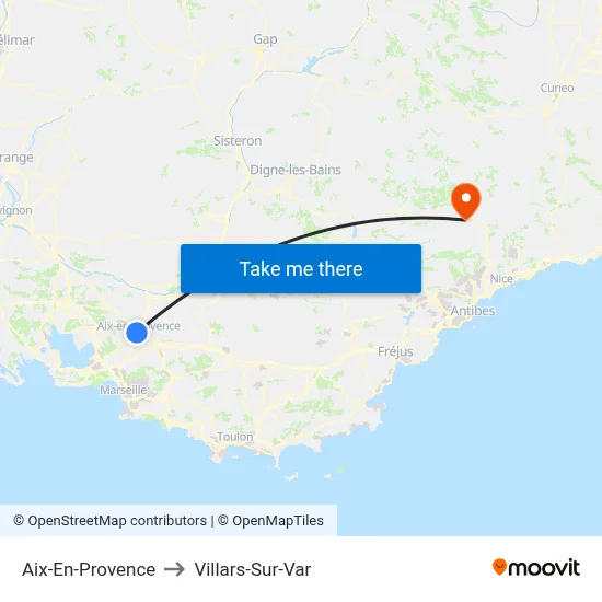 Aix-En-Provence to Villars-Sur-Var map